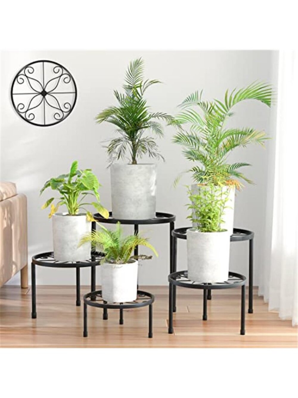 5-Pack Decent Metal Plant Stands,Heavy Duty Flower Pot Stands for Multiple Plant